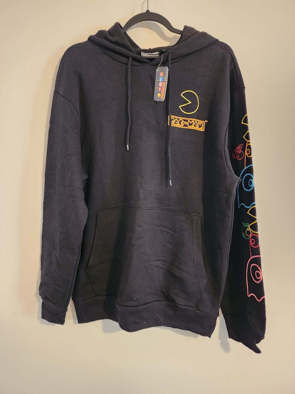 Pac-Man Video Game Graphic Hoodie Mens Size L